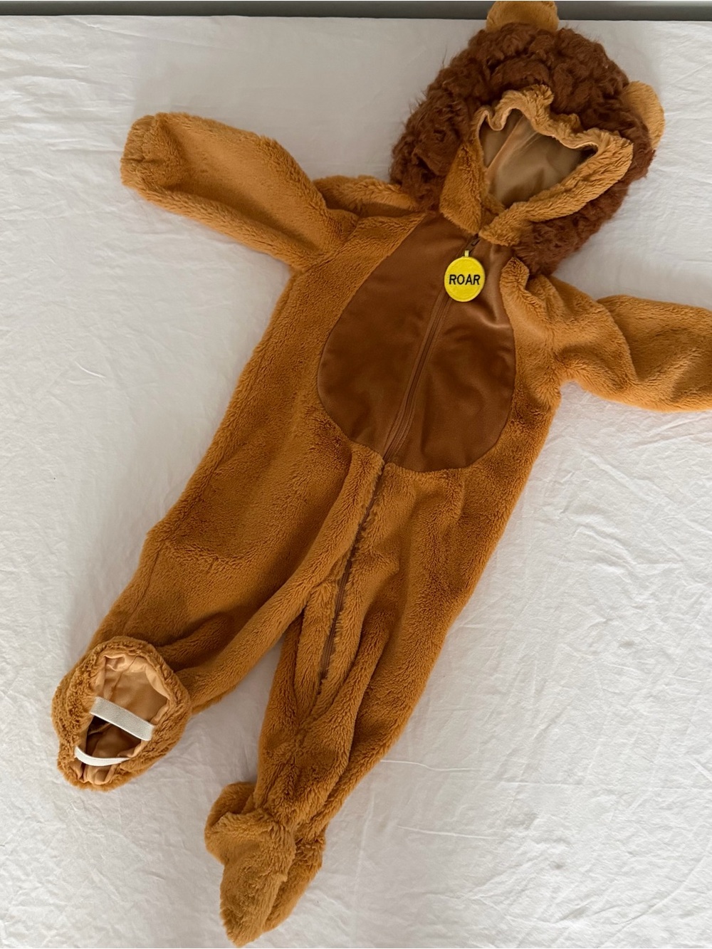 Brown Lion Plush One-Piece for Kids - Cozy Hooded Romper/costume